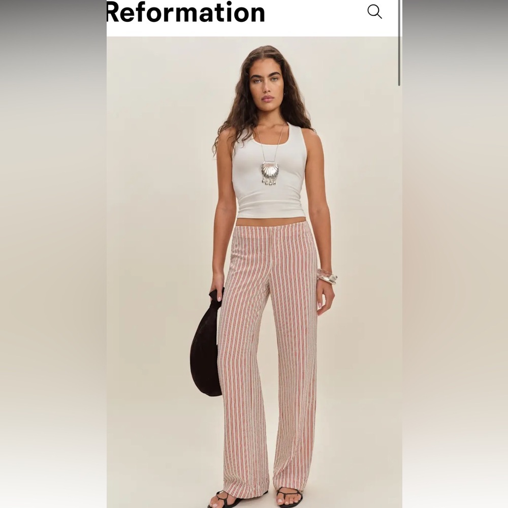 Reformation Vida Low Rise Pant Red Stripe